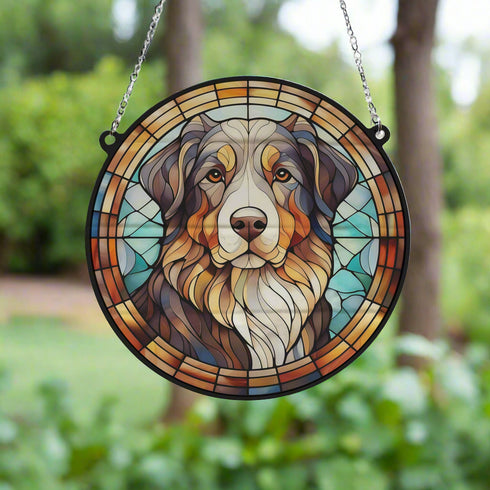 Bernese Mountain Dog Stained Glass Effect Suncatcher